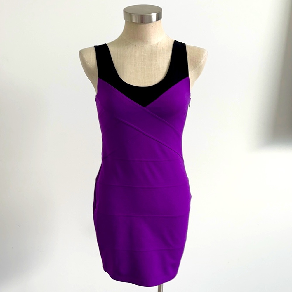 Purple sheer straps mini dress